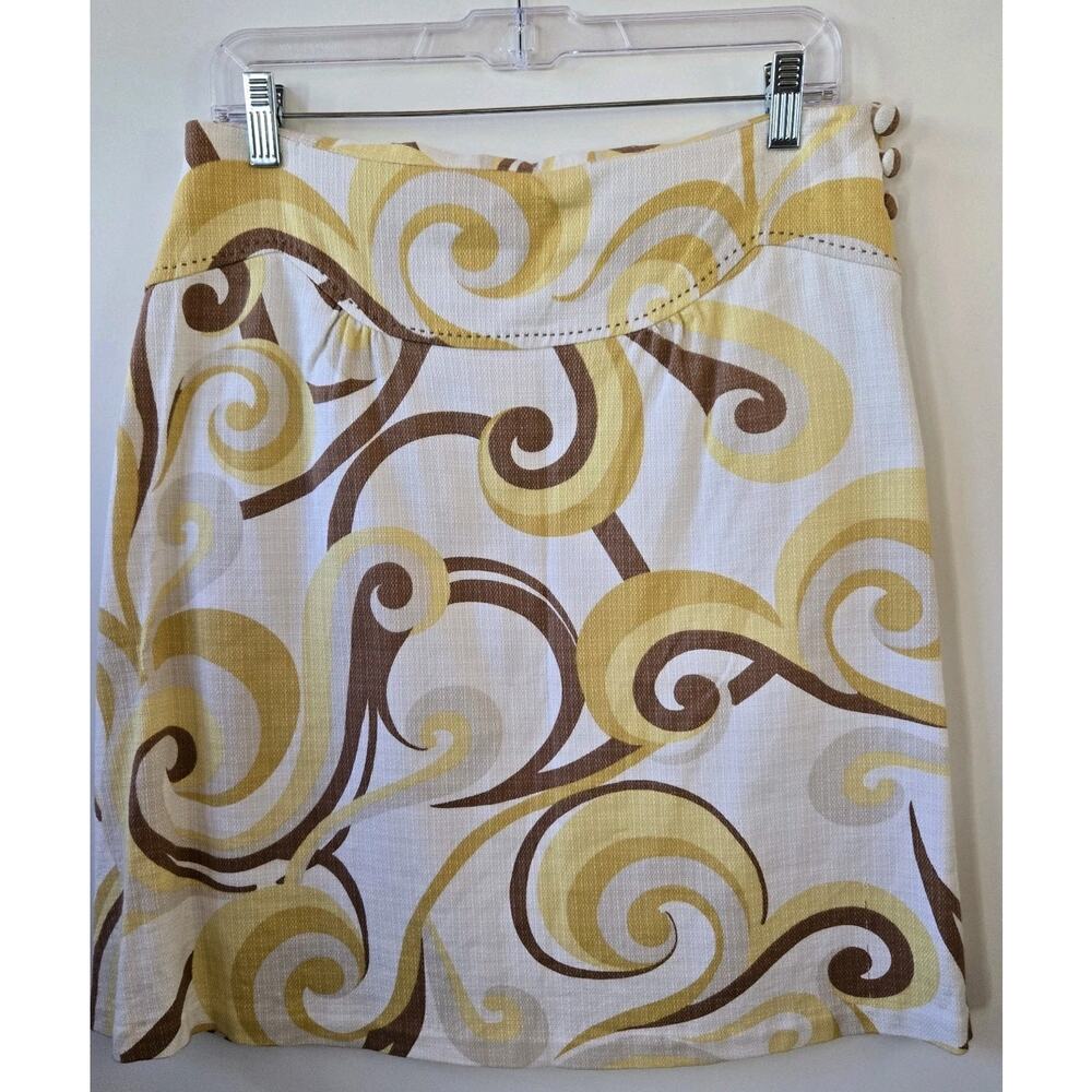 Elevenses Skirt Womens 6 Ivory Brown Whimsical Forest Fairy Boho Printed Mini